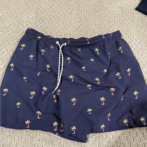 Navy Palm Tree Print Men's Shorts